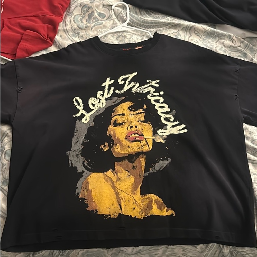 Black Graphic Tee with Artistic Print